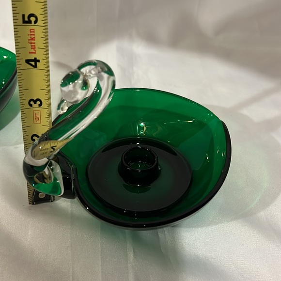 2 Vintage Duncan Miller Emerald Green Candle Holders - Picture 4 of 8